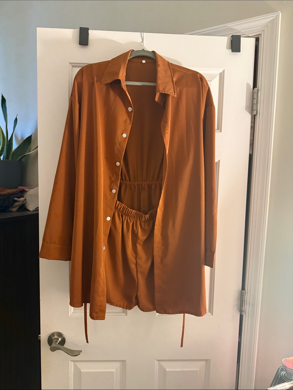 Rust-Brown Button Front Romper